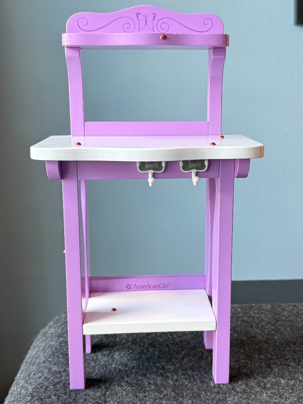 American Girl Sunshine Gardening Bench Doll Furniture Purple